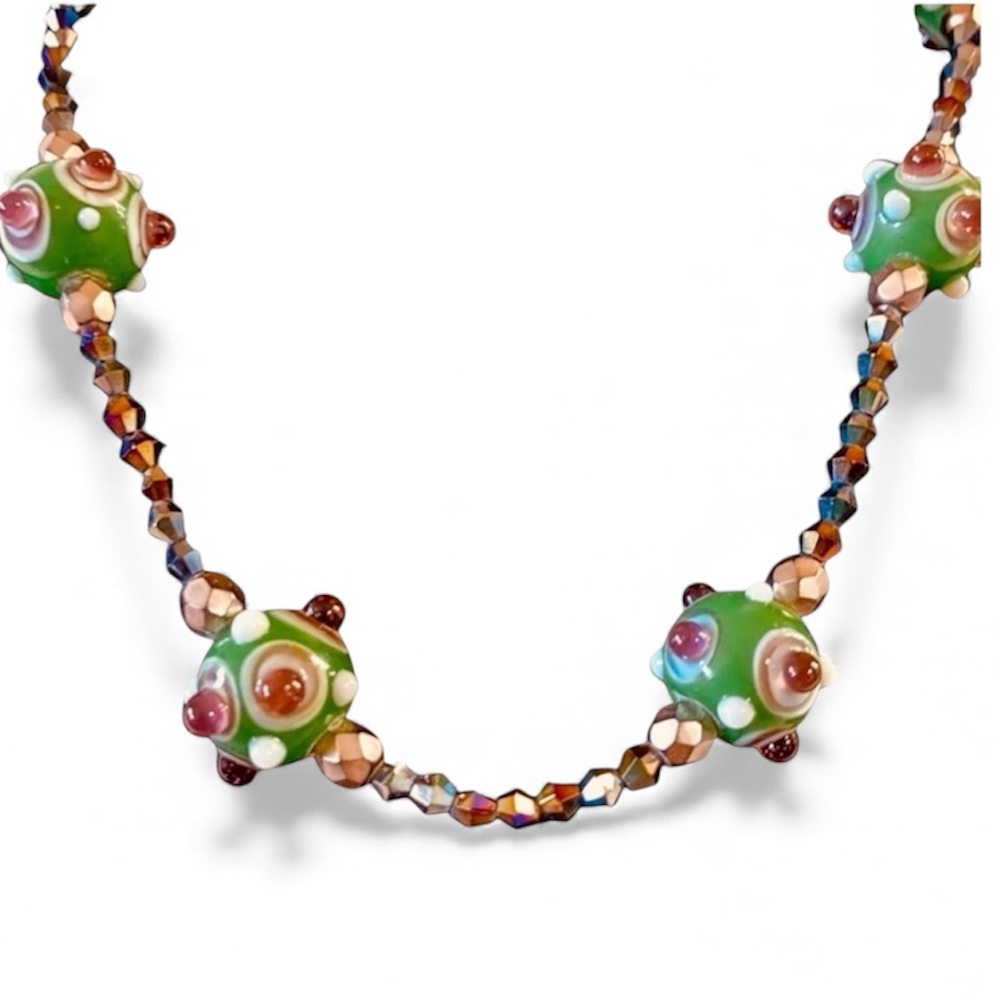 Chinese Lampwork handblown glass beads necklace MURANO Necklace Artisan
